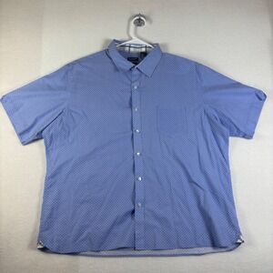 Van Heusen Never Tuck Slim Fit Shirt Mens XXL Blue Geometric Short Sleeve Button
